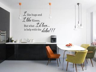 LIKE HUGS  KITCHEN DINING ROOM QUOTE FUNNY WALL ART DECAL 
