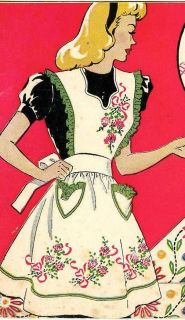 Vintage Hand Embroidery Pattern 141 Two Apron Patterns Heart Top 