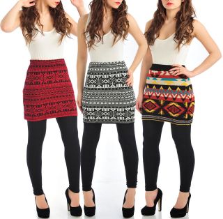   Knitted Skirt Fair Isle Nordic Print Winter Fitted Ladies Brand New