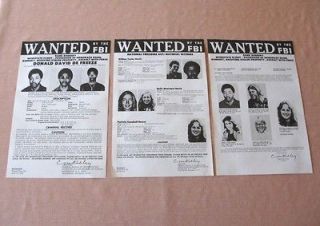 SLA Wanted Posters 70s Reprints Patty Hearst Kidnapping Underground 