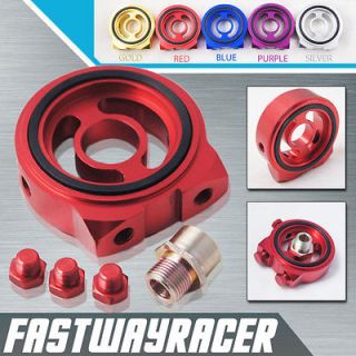 Red Oil Filter Sandwich Plate Adapter 1/8NPT Oil Temperature Oil 