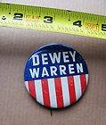 Litho Dewey Warren Presidential Political Campaign Pin Button