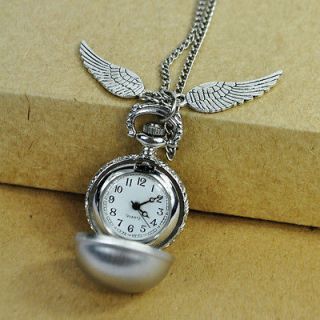 AB Harry Potter Silver Snitch Watch Necklace Steampunk Quidditch 