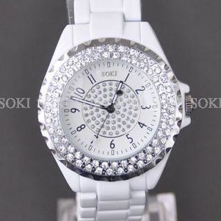 For Sale New SOKI Dress White Crystal Analog Quartz Womens Lady gift 