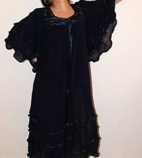 Navy Blue Angel Hippie Gauze Crochet Dress Mexican Dress 60s Retro