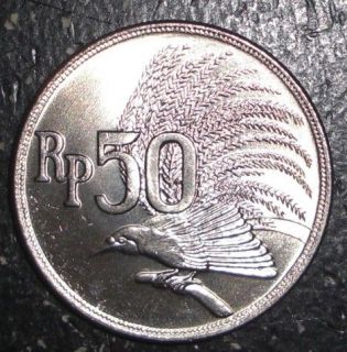 1971 Indonesia 50 rupiah Greater Bird of Paradise coin