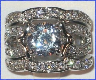   20 CT Cubic Zirconia Platinum Bridal Wedding Ring Set  SIZE 5