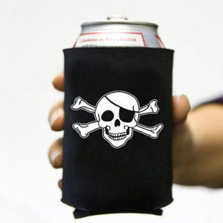   Skull and Bones Pirate Beer Pop Can Koozie Koolie Cooler Insulator