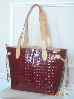 NWT Stylish Arcadia Red Polo Patent Logo Leather Bag Tote Made in 