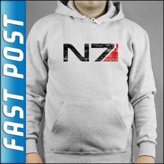 Mass Effect N7 Distressed Grey Hoodie Top Hoody Adults & Children 