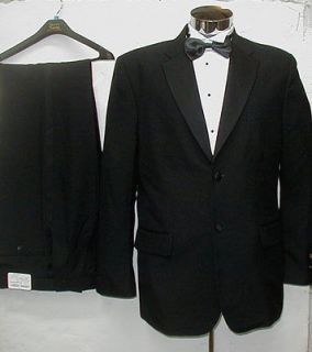 New Mens Tuxedo Suit, Shirt, Bowtie 5pc Size 40 R 40R 34/30