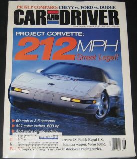   & Driver June 1996 Truck Comparo Chevy, Ford, Dodge,Project Corvette