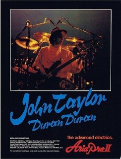 JOHN TAYLOR ARIA PRO II BASS GUITAR PINUP PRINT AD vtg 80s Duran 