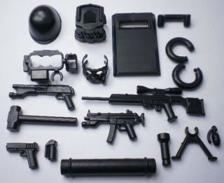   custom swat team helmet weapson gun police army 14 parts for lego