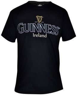 Guinness Black Tee Shirt Arthur Guinness Signature. Official Guinness 