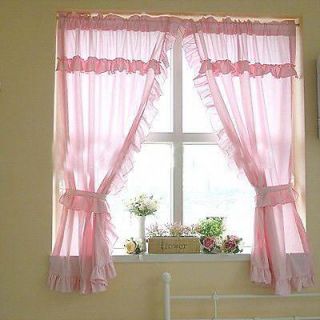 Shabby and vintage pink Ruffle curtain drape 2pc set