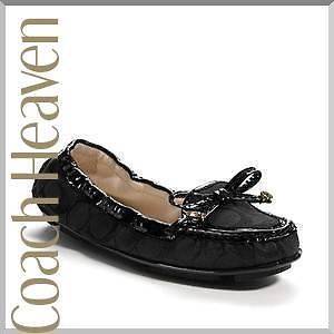 Coach ISABELLE Signature C Jacquard Flats Moccasin Loafer Shoes Black 