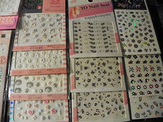 HUGE Nail Supply Lot Crystals Pinstripes Embelishments Decals Stickers 
