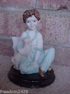 SIGNED FLORENCE ART G ARMANI DESIGN FIGURINE MINTY CHILD WITH CAT 