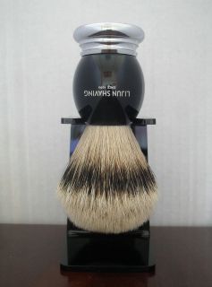 LIJUN SHAVING/Luxury Silvertip Badger Shaving Brush Faux Ebony w Chrom 