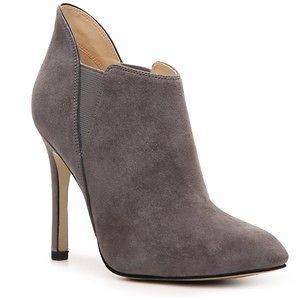 Audrey Brooke Tory Bootie Gray Suede High Heels ankle shoes 8, 8.5 New 