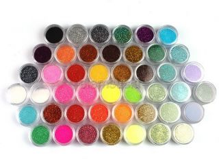 New 45 Colors Nail Art Make Up Body Glitter Shimmer Dust Powder 
