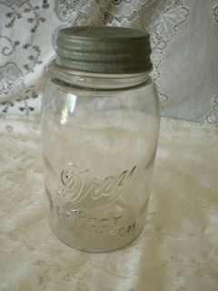 Antique Clear Drey Perfect Mason Quart Jar