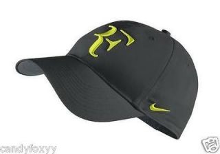   Federer 2012 French Open Hybrid RF Tennis Cap Hat Charcoal Grey Lime
