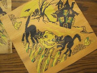 vintage halloween PAPER NAPKINS lot of 8 CATS,~PUMPKINS~ WITCH HOUSE