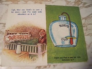 TWO ANTIQUE BABY BOTTLE POSTCARDS