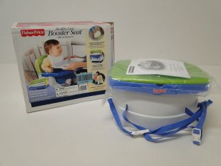 Fisher Price Healthy Care Deluxe Booster Seat, Blue/Green/Gra​y 