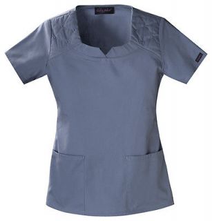 Baby Phat Shaped Square Neck Scrub Top in Blue Marine
