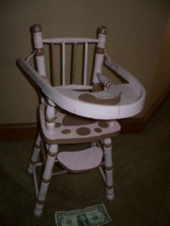 VINTAGE 19 HAND PAINTED WOOD BABY DOLL HIGH CHAIR!!