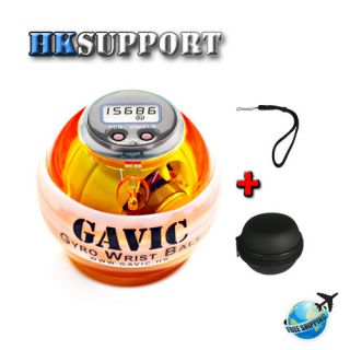 Gavic LED Power Gyro Wrist Ball with Speed Meter in Orange + Strap 