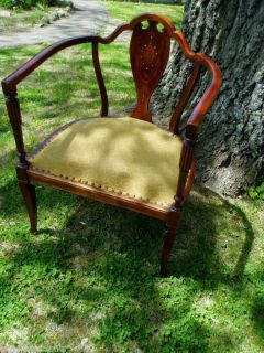 GORGEOUS INLAID VICTORIAN PARLOR CHAIR DESIGNERS DREAM