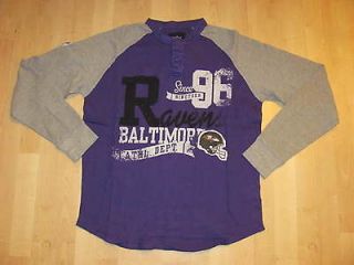 Baltimore Ravens Vintage Look Thermal Henley Shirt Sz M New NFL Team 