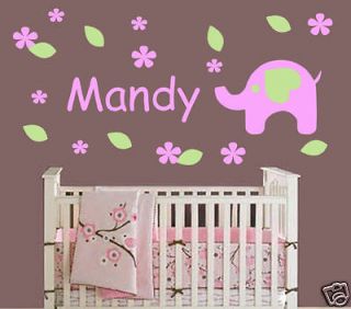 Baby Nursery Wall Decor Elephant Wall Decal Personalized Name Great 