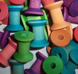 25pc Large 1 1/8 Wood Hourglass Spools Parrot Bird Toy Craft Parts W 