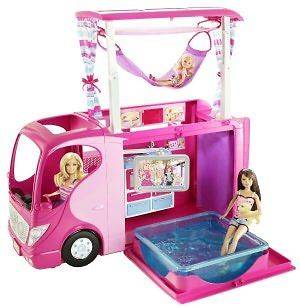 Barbie Sisters go camping camper van bus dollhouse doll house vehicle 