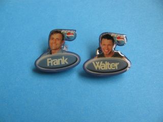 German Pepsi Cola pin badges. VGC. Big Brother, Frank & Walter.