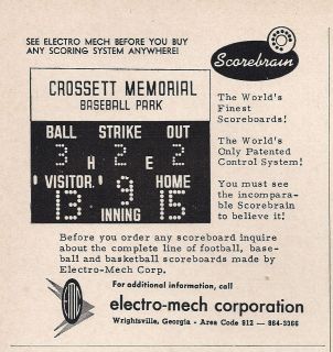   1960s ELECTRO MECH Electronic Scoreboard Print Ads   Wrightsville, GA