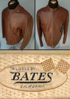 VINTAGE BATES California 1960s LEATHER MOTORCYCLE Cafe Racer 