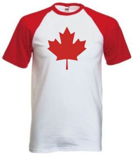 Canada International Baseball T Shirt   Red Sleeve Country T Shirt 