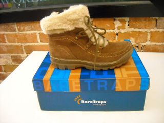 Bare Traps Deelya Taupe Suede Fur Hiker Ankle Boots