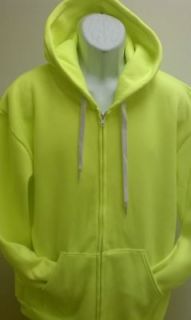 NEON GREEN LIME GREEN HOODIE SAFETY WORK WEAR HIGH VISABILITY SM MED 
