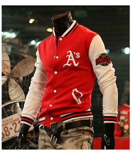 Mens A Baseball jacket/Letterm​an Varsity jacket RED M size