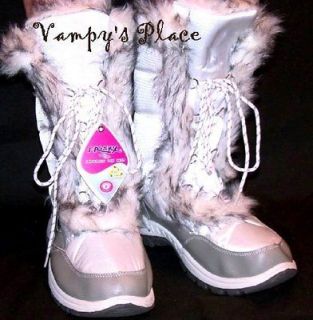 White Fur Trim Eskimo Boots Sz 7 Cold Weather Snow Water Resistant 