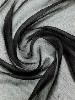REAL Pure Silk Crinkle Chiffon Fabric Black 2 yards