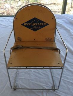 Vintage Shoe Store Chrome & Wood Chair Advertising WEE WALKER SHOES 