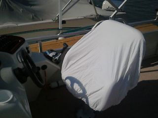   GOOD USED HEAVY DUTY WHITE COTTON CANVAS PEDESTAL BOAT SEAT COVERS